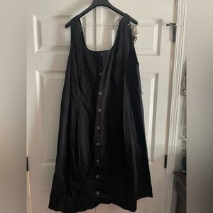 Black button front dress